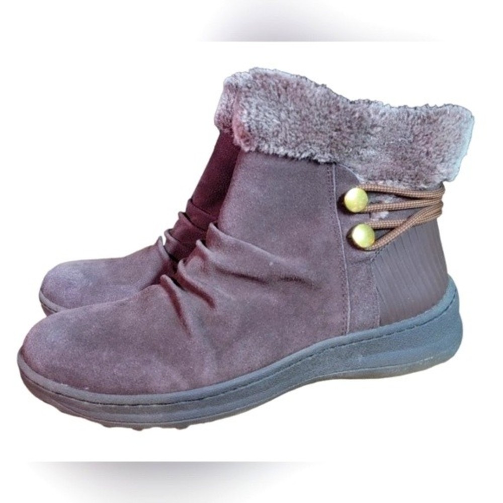 Baretraps Brown Faux Fur Lined Suede Cord Ankle Boots Size 10